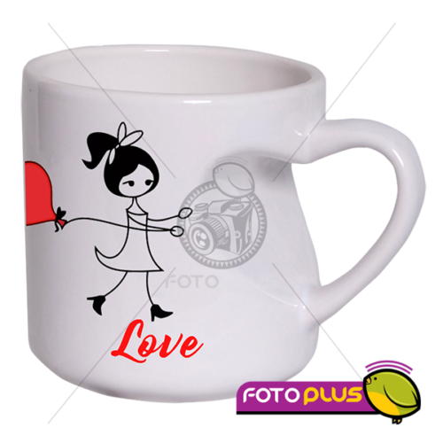 Taza Blanca de Sublimación personalizad de 11 Oz con asa de Corazón. Foto Plus